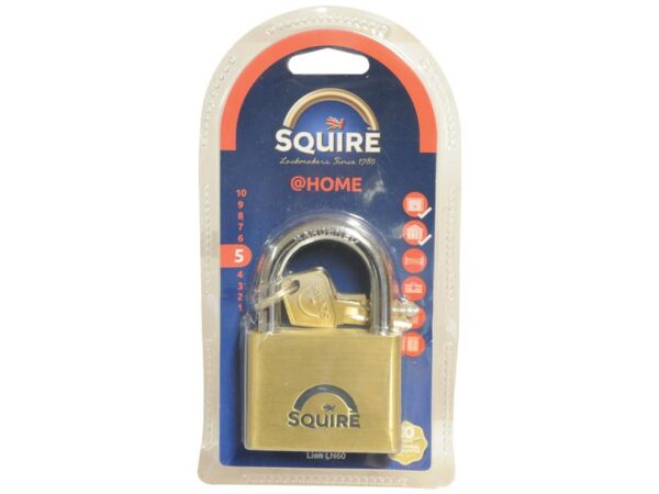 Squire Solid Brass Lion Range Padlock - messing, Bredde (mm): 60mm (Sikkerhedsklasse: 5)