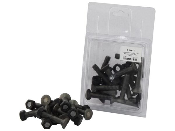 Monteringsbolt (rund) & Møtrik - M10 x 45mm, Trækstyrke 8.8 (14 stk. Agripak)