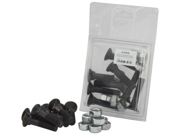 Monteringsbolt (rund) & Møtrik - M12 x 55mm, Trækstyrke 8.8 (8 stk. Agripak)