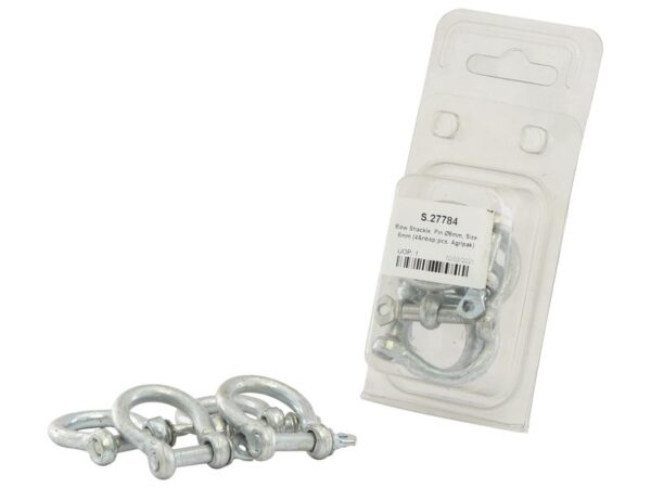 Sjækel (m/skrue)(bue), Stift Ø6mm, Størrelse: 6mm (4 stk. Agripak)