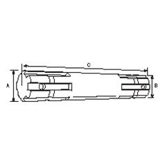 PTO Spline Aksel - 1 3/8'' - 6 Spline x 1 1/8'' - 6 Spline, Længde: 230mm