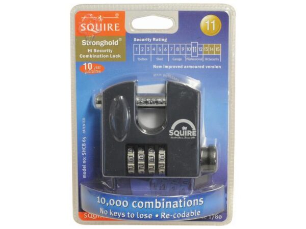 Squire Recodable Stronghold Padlock - messing, Bredde (mm): 65mm (Sikkerhedsklasse: 6)