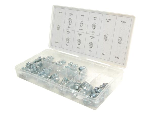 Smørenippel - M6, M8, M10 Sortiment (110 stk.) Display-pakke