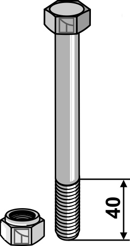 Bolt M16x2x150 - 8.8 m. låsemøtrik