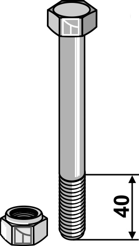 Bolt M14x2x140 - 8.8 m. låsemøtrik