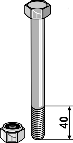 Bolt M14x2x160 - 8.8 m. låsemøtrik