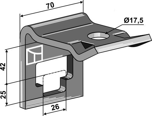 Holder for dobbelt fjedretand 25x25