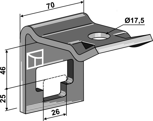 Holder for dobbelt fjedretand 25x25