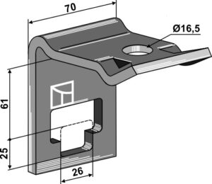 Holder for dobbelt fjedretand 25x25