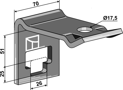 Holder for dobbelt fjedretand 25x25