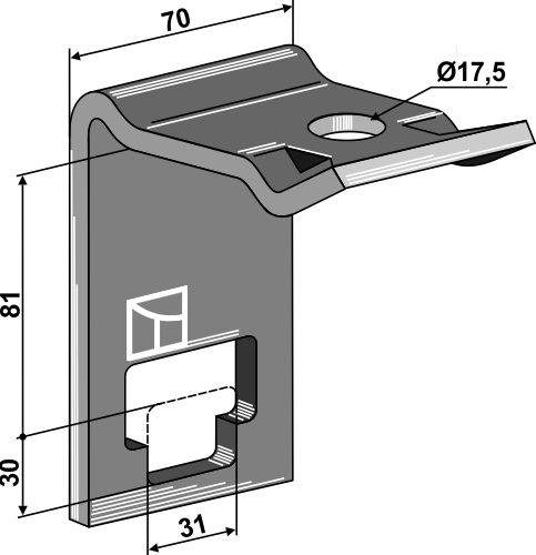 Holder for dobbelt fjedretand 30x30