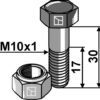Bolt M10x1x30 m. låsemøtrik