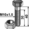 Bolt M10x1,5x40 m. låsemøtrik