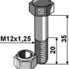 Bolt M12x1,25x35 m. låsemøtrik