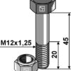 Bolt M12x1,25X45 m. låsemøtrik