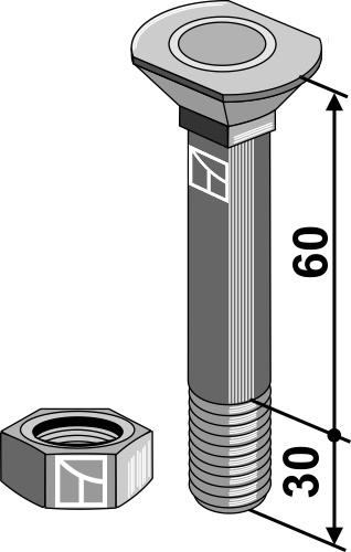 Donax-bolt M12x1,75x60 m. møtrik
