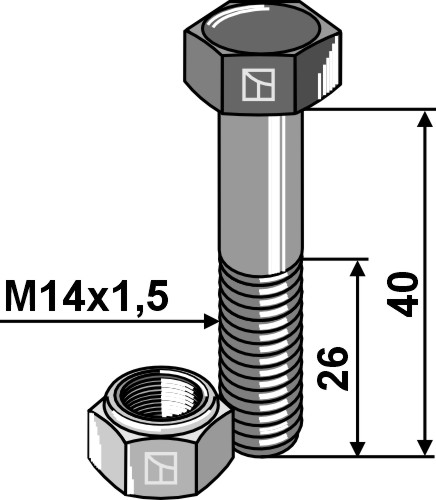 Bolt M14x1,5x40 m. låsemøtrik