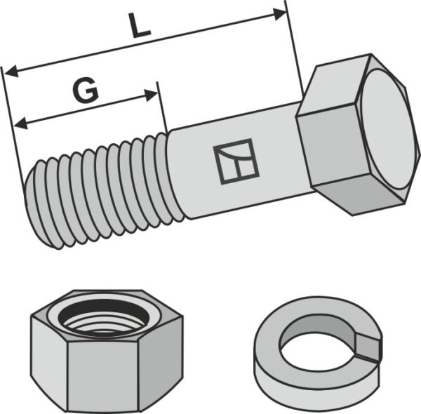 Bolt 1/2''UNFx38 - 12.9 m. møtrik & fjederskive