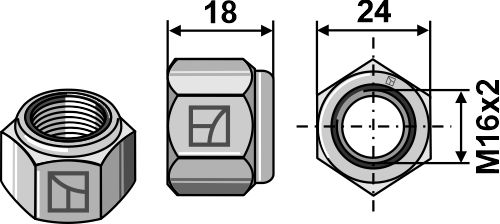 Låsemøtrik M16x2 - 8.8