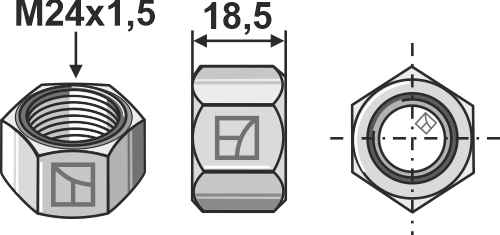 Møtrik M24x1,5 - galvaniseret - venstre gevind