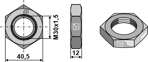 Møtrik M30x1,5 - venstre gevind