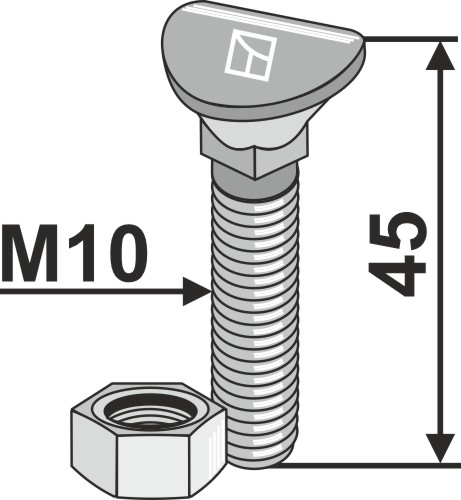 Spidsbolt - M10x45 - 8.8
