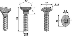 30.007-10-o Spidsbolt - M10x50 - 10.9