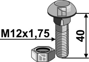 30.046 Bolt M12x1,75x40 - 10.9 m.møtrik