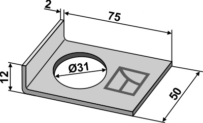 Låseplade for firkantet aksel 30x30