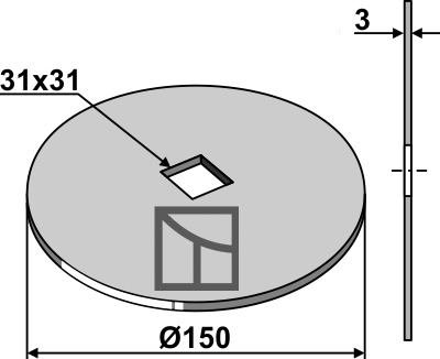 Afstands skive firkantet aksel 28x28 og 30x30