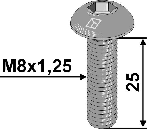 Umbracobolt M8x1,25x25 - 10.9 m. møtrik