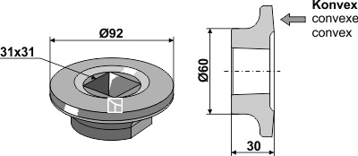 Flange indvendig Ø92