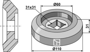 Flange indvendig Ø110