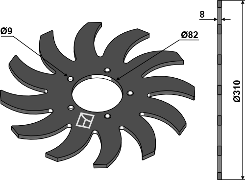 Takket stjernerulleskive 310mm