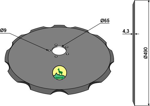 Tallerken takket Ø490x4,3