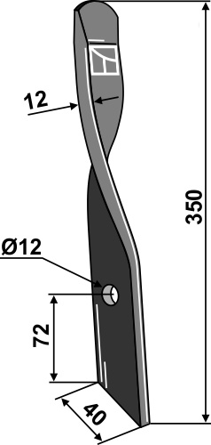 Spadeharve kniv for Dyna-Drive, venstre