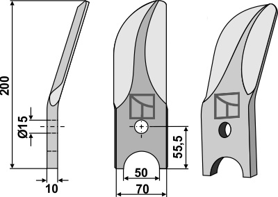 Rotorharve kniv boron stål højre