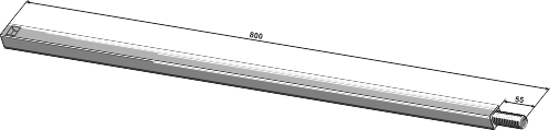 Firkantet aksel 30x30 - 800 - M30x3,5