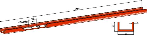 U-profil afskraberbom - 2980mm