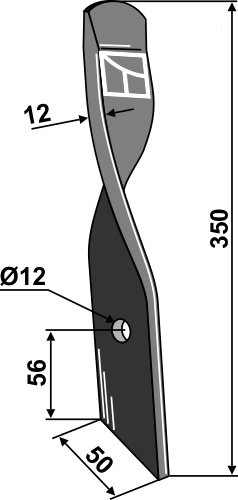 Spadeharve kniv for Dyna-Drive Jumbo, venstre