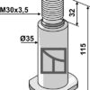Aksel med gevind M30x3,5