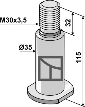 31-l193 Aksel med gevind M30x3,5