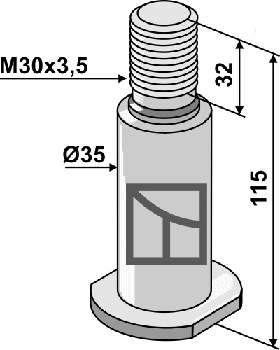 Aksel med gevind M30x3,5