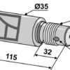 Aksel med gevind M30x3,5
