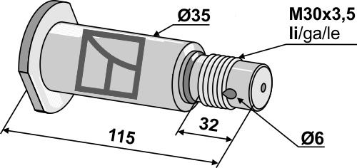 Aksel med gevind M30x3,5