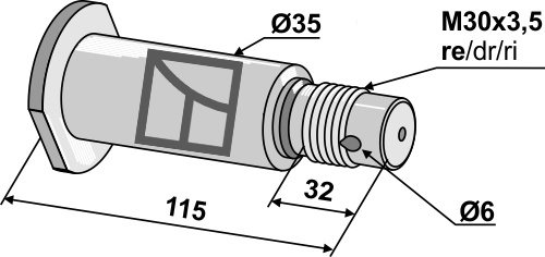 Aksel med gevind M30x3,5