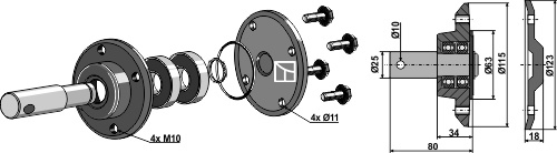 Komplet lejesæt med Ø25mm aksel