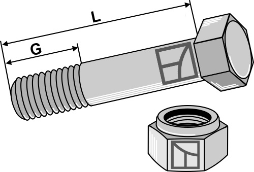 Bolt M16x2x120 - 8.8 m. låsemøtrik