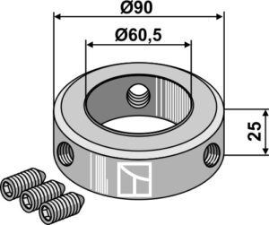 320-19 Stopring kpl, Ø60 med pinol skruer M12