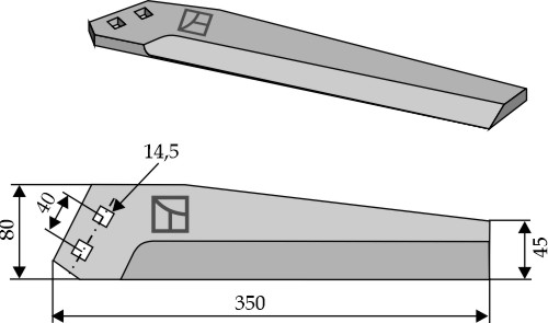 Kniv for roeoptager, højre